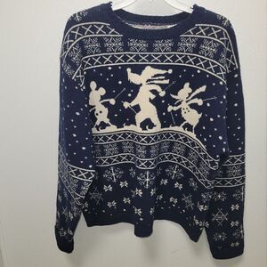 Disney Intarsia Wool sweater Adventure ahead Nordic Ski Large